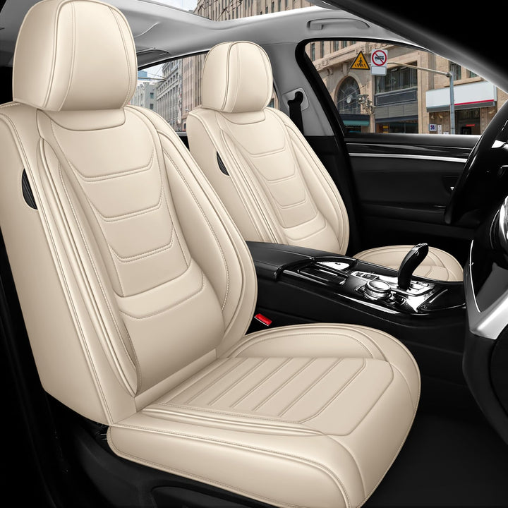 AutoSitzbezüge Leder für Nissan Qashqai 2007-2026, Beige | Nappa Leder Auto Sitzbezug 5 Stück, Wasse