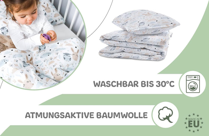 Baby Bettwäsche Set 100x135 cm + Bettzeug - Kinderbettwäsche Babybettwäsche mit Kissenbezug 60x40 au