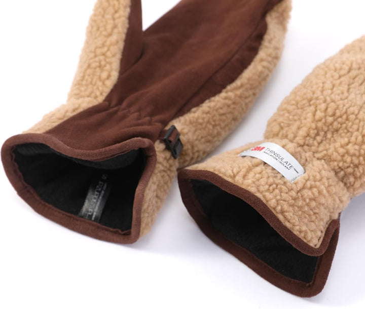 Harssidanzar Damen Winter Lederhandschuhe Outdoor Warm gefüttert Skifahren Fäustlinge SL020EU S Kame