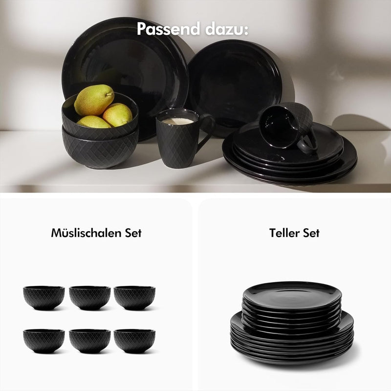 KIVY Tassen Set 6er x 400ml - Grosse Kaffeetassen Set 6er - Kaffeetasse gross - Teetassen Set - Schw