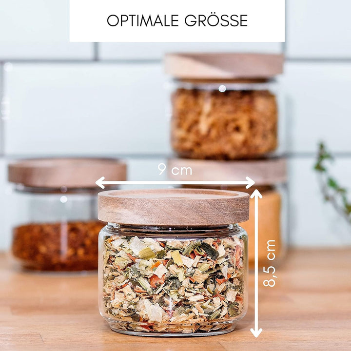 Econovo® Vorratsgläser mit Deckel 300ml (4-teilig), Glasbehälter mit Deckel Set, Vorratsdosen Glas z