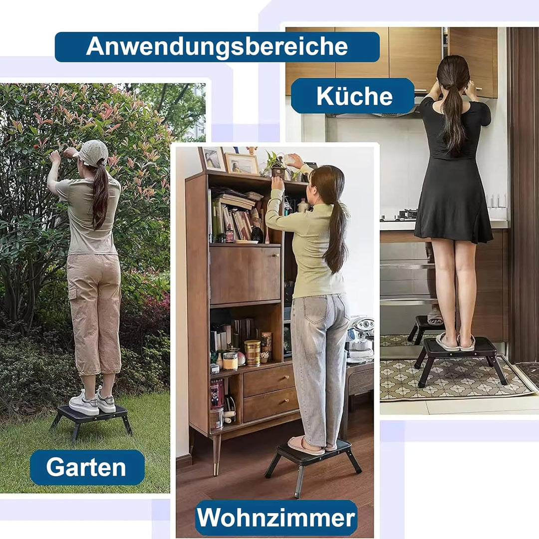 Premium Klappstufe Tritthocker – Faltbarer Camping Hocker, kompakt & leicht – Anti-Rutsch Tritt für