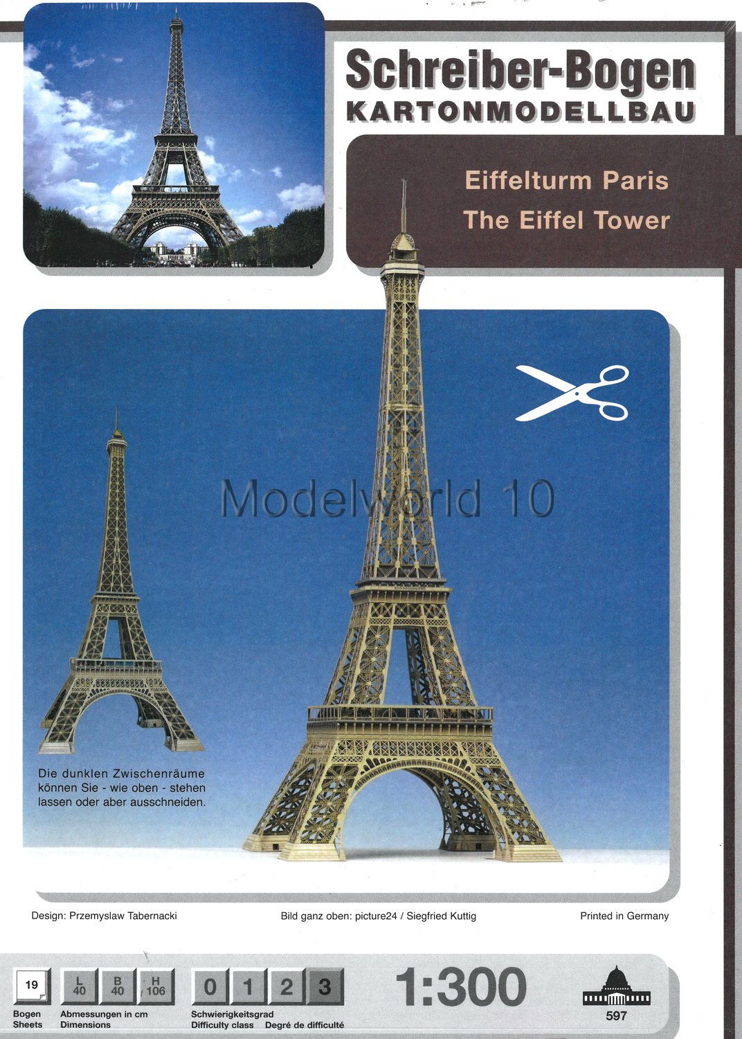 Aue-Verlag 40 x 40 x 106 cm Modellbausatz Eiffelturm