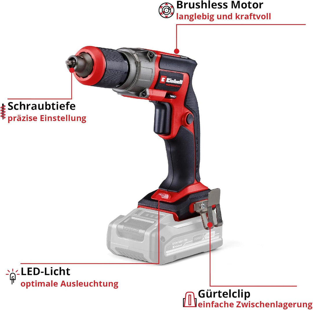 Einhell Professional Akku-Trockenbauschrauber TP-DY 18 Li BL-Solo Power X-Change (18 V, Brushless, T