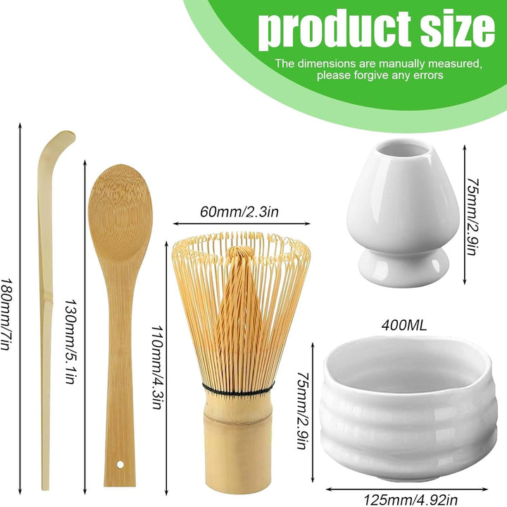 5 Stück Matcha Tee set, Matcha set mit Matcha Besen, Matcha Schale aus Keramik, Bambusbesen Matcha B