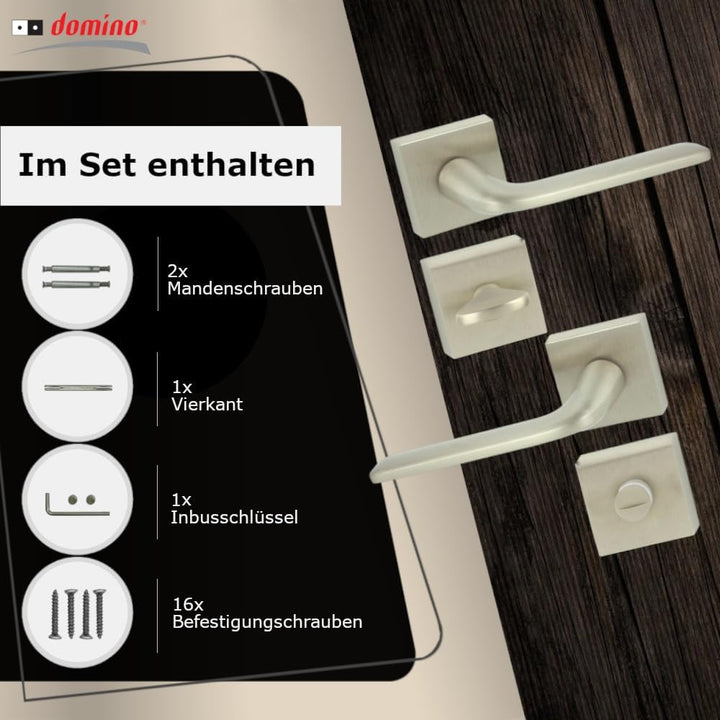 domino Türgriff VITTORIA-QR M9 WC-Bad Drückergarnitur für Zimmertüren Türdrücker-Set Rosetten-Garnit