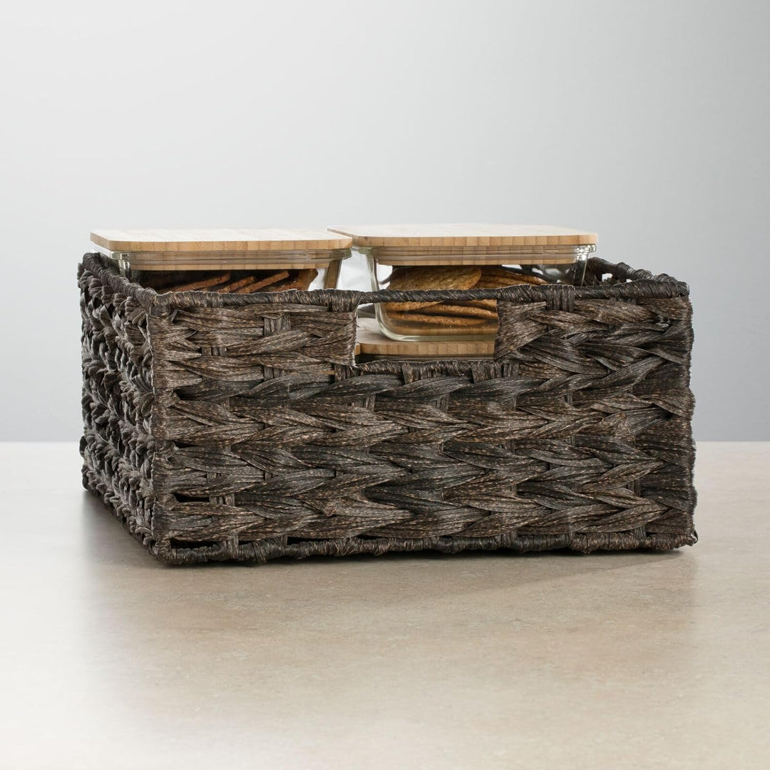 mDesign Woven Farmhouse Kitchen Pantry Food Storage Organizer Basket Box - Container Organization fo