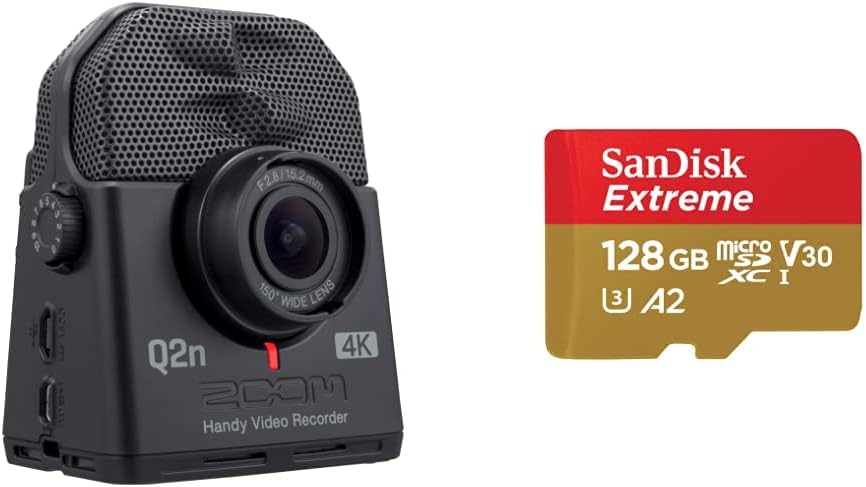 Zoom Q2n-4K Audio Video Recorder & SanDisk Extreme microSDXC UHS-I Speicherkarte 128 GB + Adapter (F
