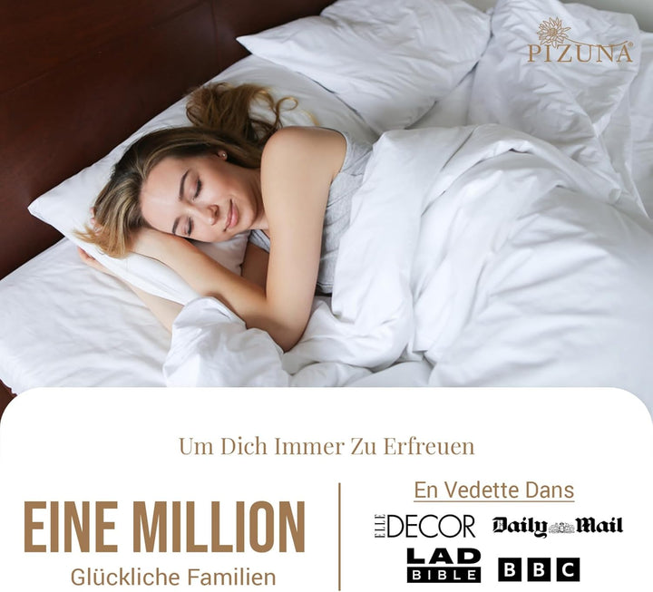 Pizuna 800 Fadenzahl aus Baumwolle Bettwäsche Weiss, 100% Langstaple Baumwolle Bettbezug und Kissenb