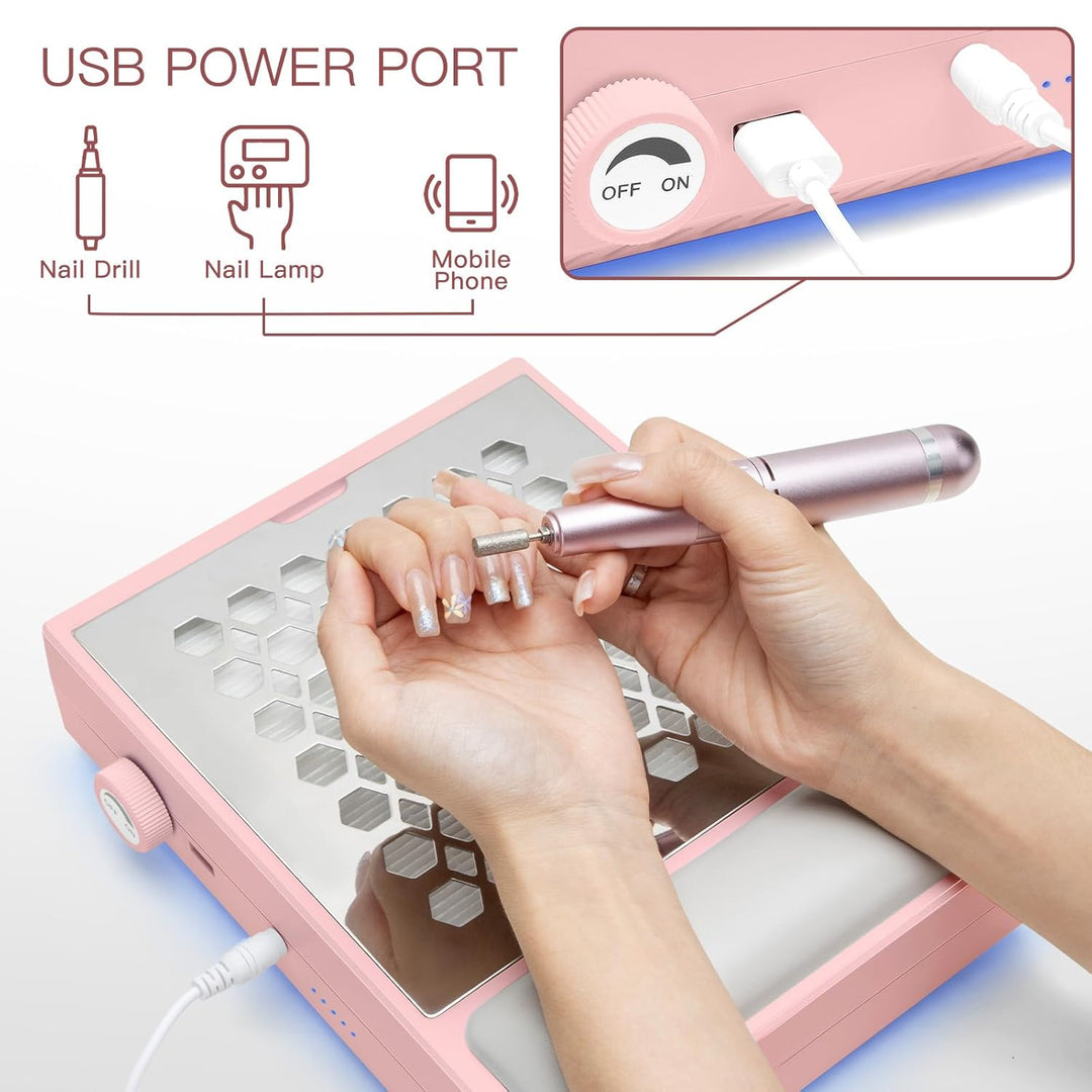 Madenia Professionell Staubabsaugung für Nägel - 56W Leistungsstark Nagelstaubsauger mit 2 Filters u