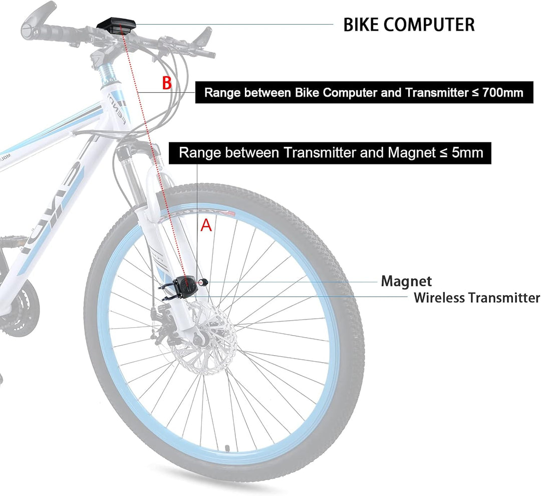 RISEPRO Fahrradcomputer, kabellos, wasserdicht, multifunktional, mit LCD-Display mit Hintergrundbele