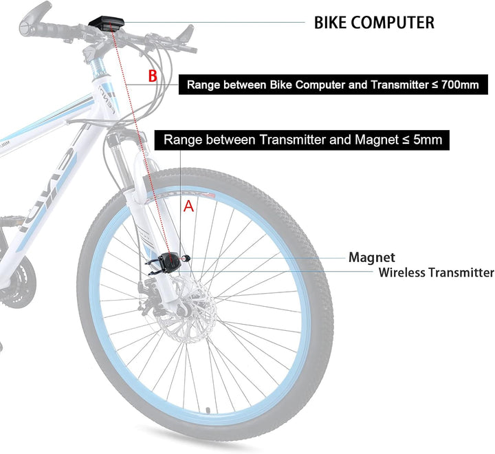 RISEPRO Fahrradcomputer, kabellos, wasserdicht, multifunktional, mit LCD-Display mit Hintergrundbele