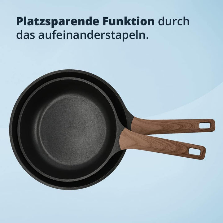 KHG Pfannenset 2-teilig Bratpfanne 24 cm &amp; 28 cm Ø, Induktion, Antihaftbeschichtung, Pfanne aus Alum