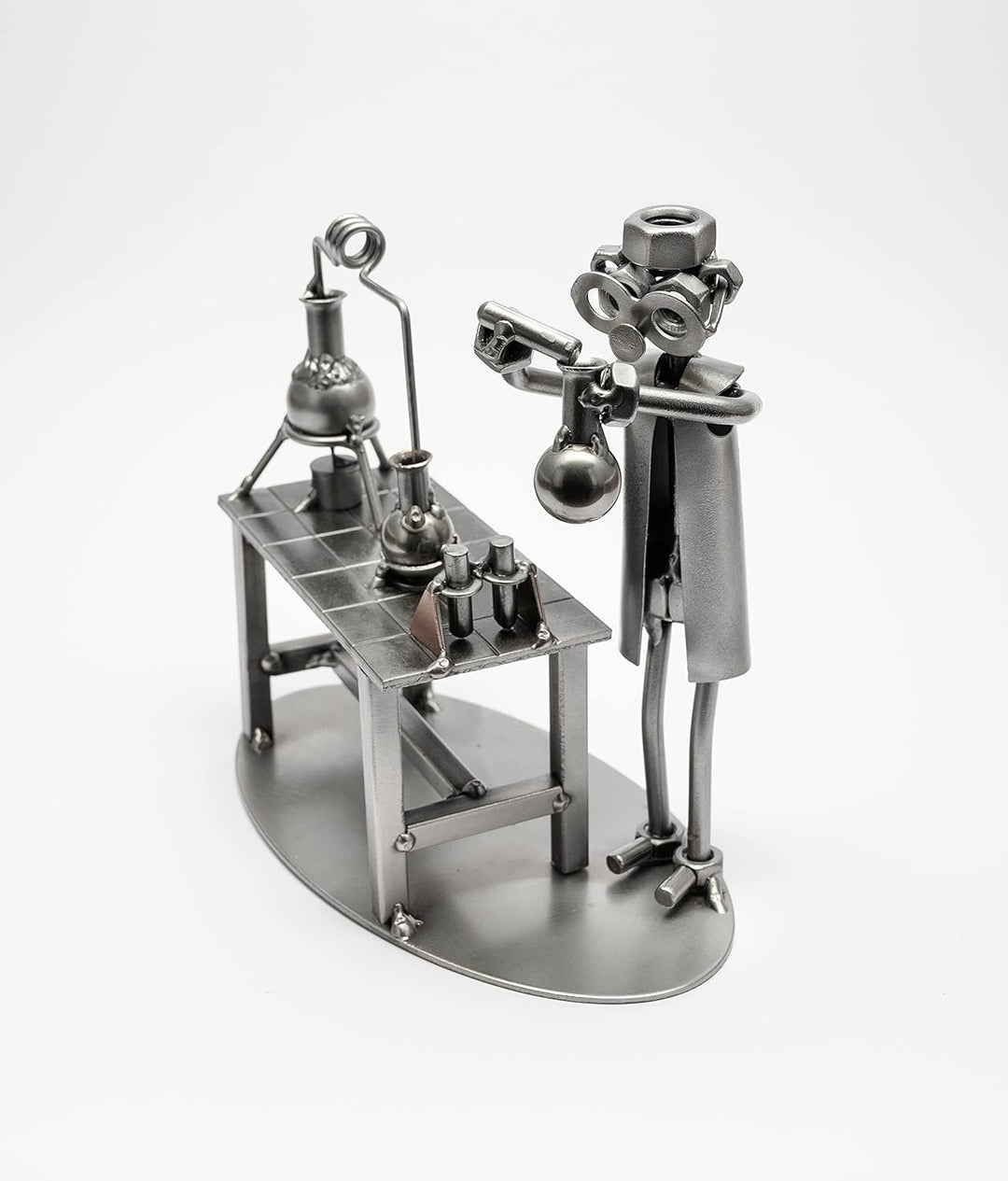 STEEMO Schraubenmännchen Chemiker Labor Laborant Geschenk Metall-Deko 18x10x18 cm