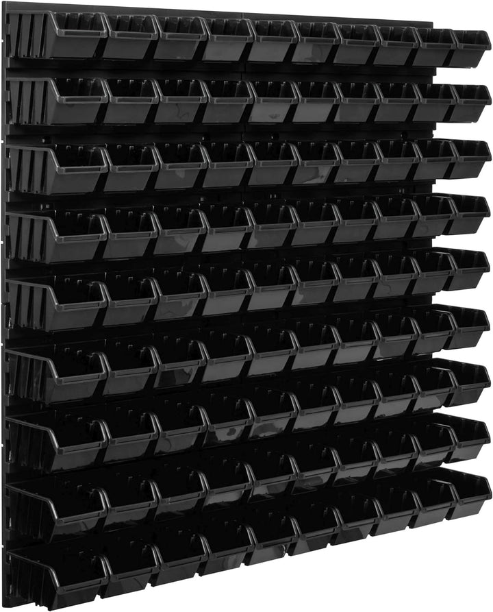 Lagersystem Werkstattregal | 78 x 78 cm | 90 stck. Box | Wandregal mit Stapelboxen - Wandplatten Ext