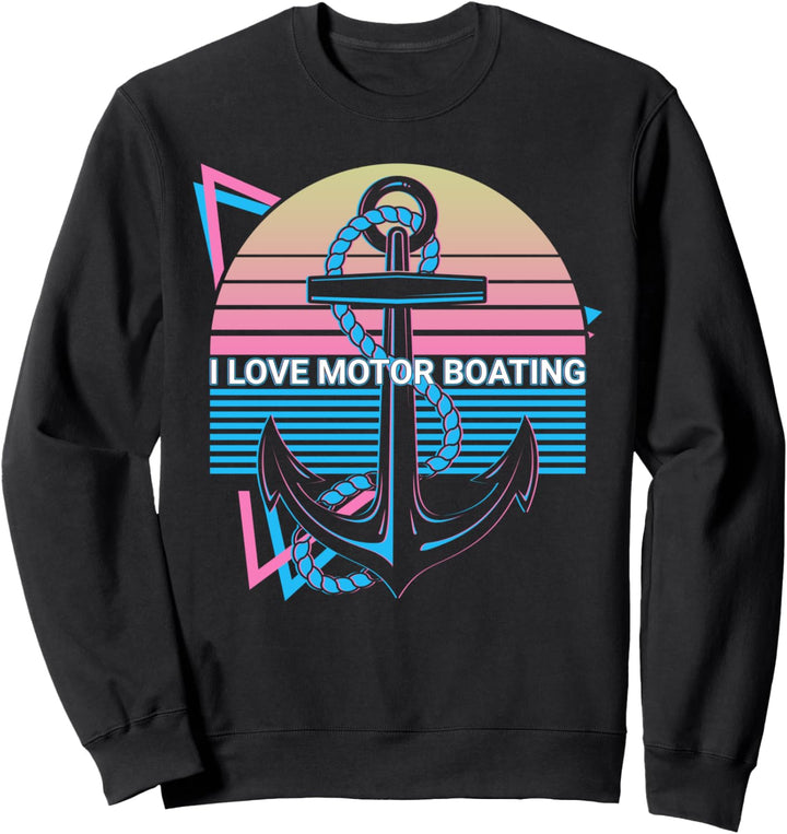Bootfahren Retro I Love Motorboot Sweatshirt