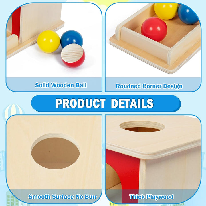 Adena Montessori Full Size Object Permanence Box mit Tray 3 Farbe Bälle Montessori Spielzeug von 6-1