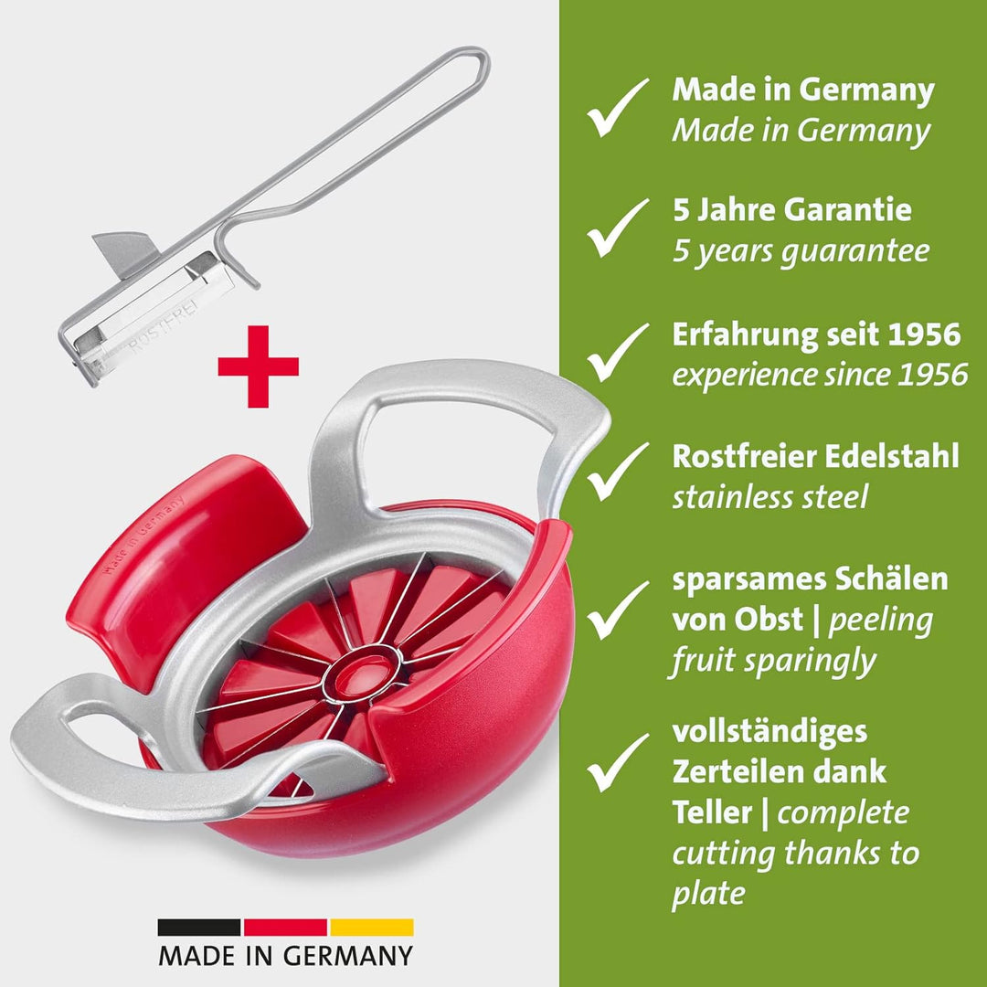Westmark Apfel- und Birnenteiler-Set, 2 tlg., Apfel- u. Birnenteiler + Sparschäler, Rostfreier Edels