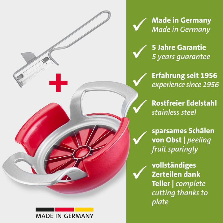 Westmark Apfel- und Birnenteiler-Set, 2 tlg., Apfel- u. Birnenteiler + Sparschäler, Rostfreier Edels