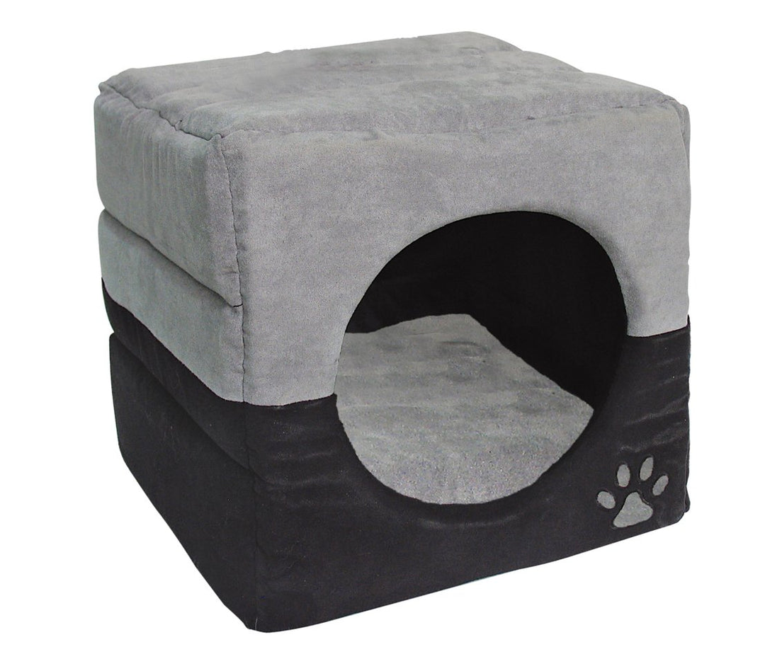 Dehner Katzen- und Hundehöhle Luca 2in1, ca. 40 x 40 x 40 cm, Polyester, grau Grau 40x40x40 cm (1er