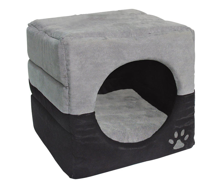 Dehner Katzen- und Hundehöhle Luca 2in1, ca. 40 x 40 x 40 cm, Polyester, grau Grau 40x40x40 cm (1er