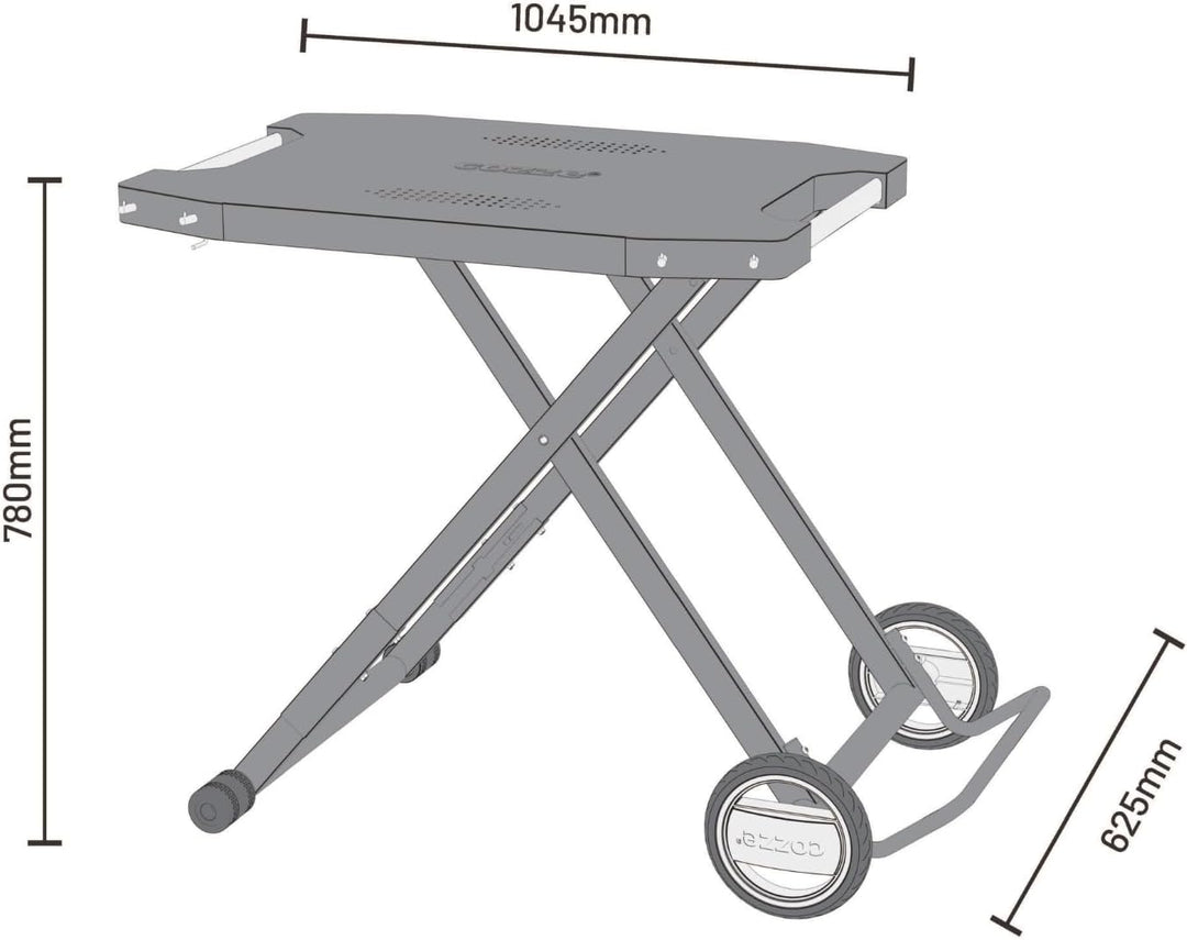 cozze® Outdoor Beistelltisch mit Rollen, Schwarz | Praktischer Tisch Aussen Klappbar | Handlicher Ga