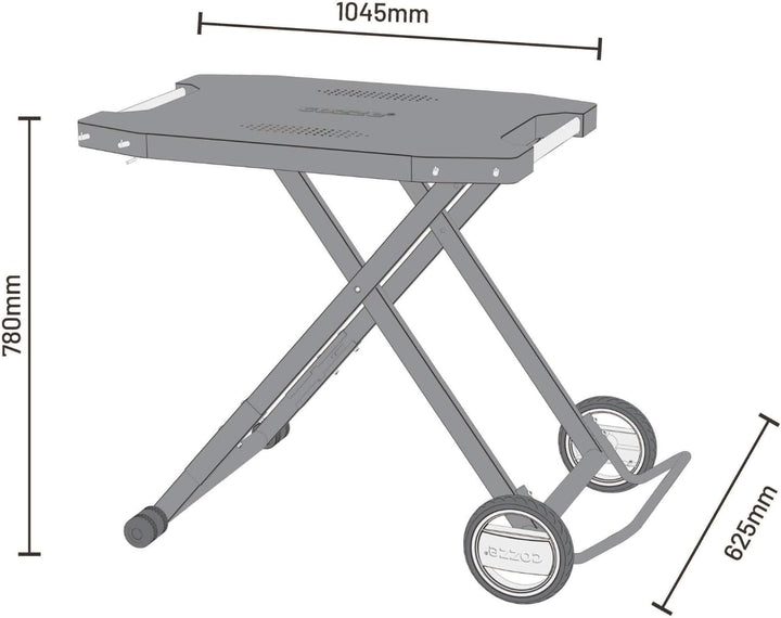 cozze® Outdoor Beistelltisch mit Rollen, Schwarz | Praktischer Tisch Aussen Klappbar | Handlicher Ga
