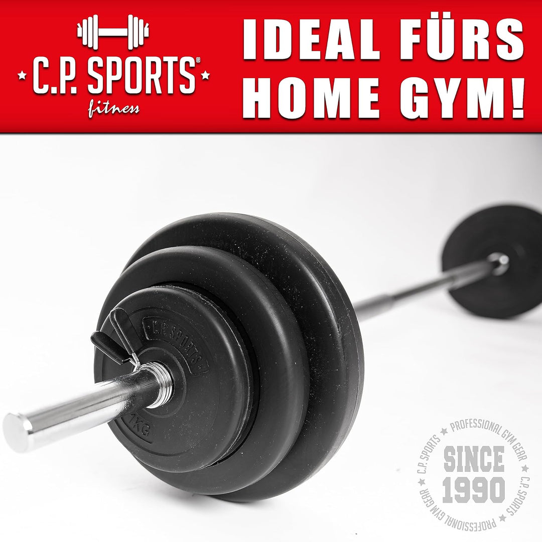 C.P. Sports Hantelscheiben 30mm | Paare 0,5KG bis 20KG oder Sets 26KG / 52KG | Kunststoff mit Zement