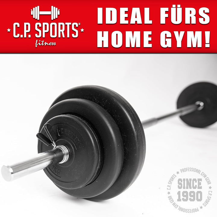 C.P. Sports Hantelscheiben 30mm | Paare 0,5KG bis 20KG oder Sets 26KG / 52KG | Kunststoff mit Zement