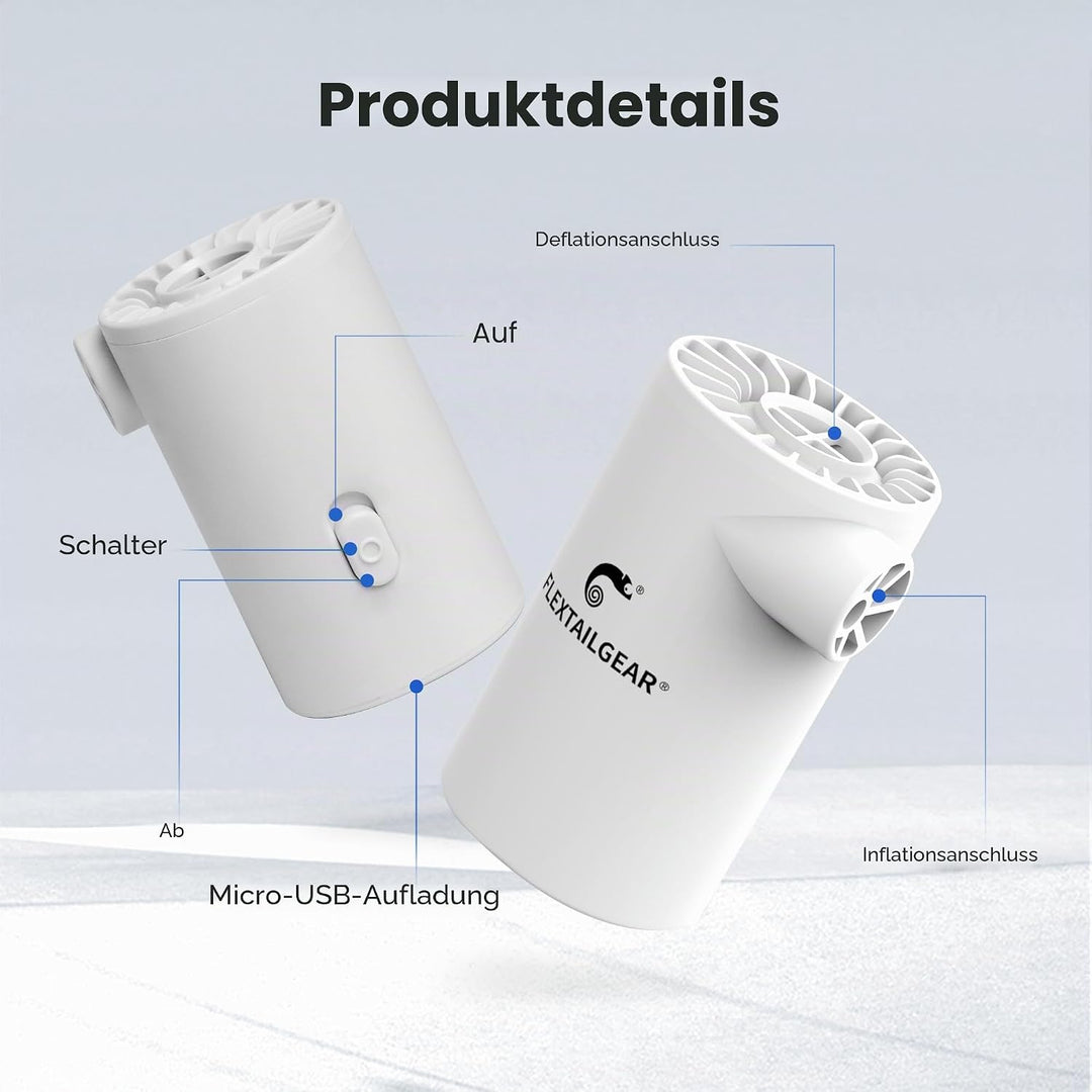 FLEXTAILGEAR EVO Pump, Tragbare Elektrische Pumpe,Luftmatratze Pumpe, Hoher Luftdruck von 4,5kPa, 38