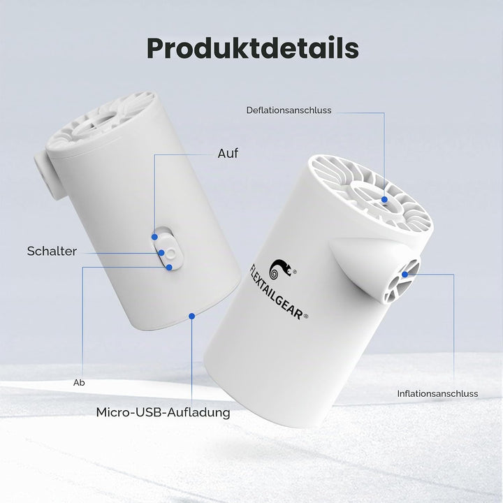 FLEXTAILGEAR EVO Pump, Tragbare Elektrische Pumpe,Luftmatratze Pumpe, Hoher Luftdruck von 4,5kPa, 38