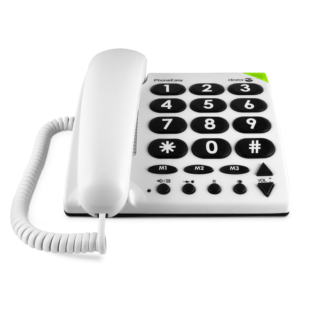 Doro 3891 PhoneEasy 311c, Schnurgebundenes Grosstastentelefon mit optischerAnrufsignalisierung,weiss