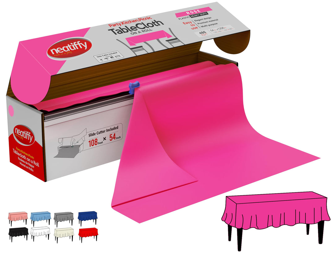 Neatiffy 137 cm x 30 m Einweg-Tischdecke aus Kunststoff, Party-/Bankett-Tischdecke, Tischdecken für