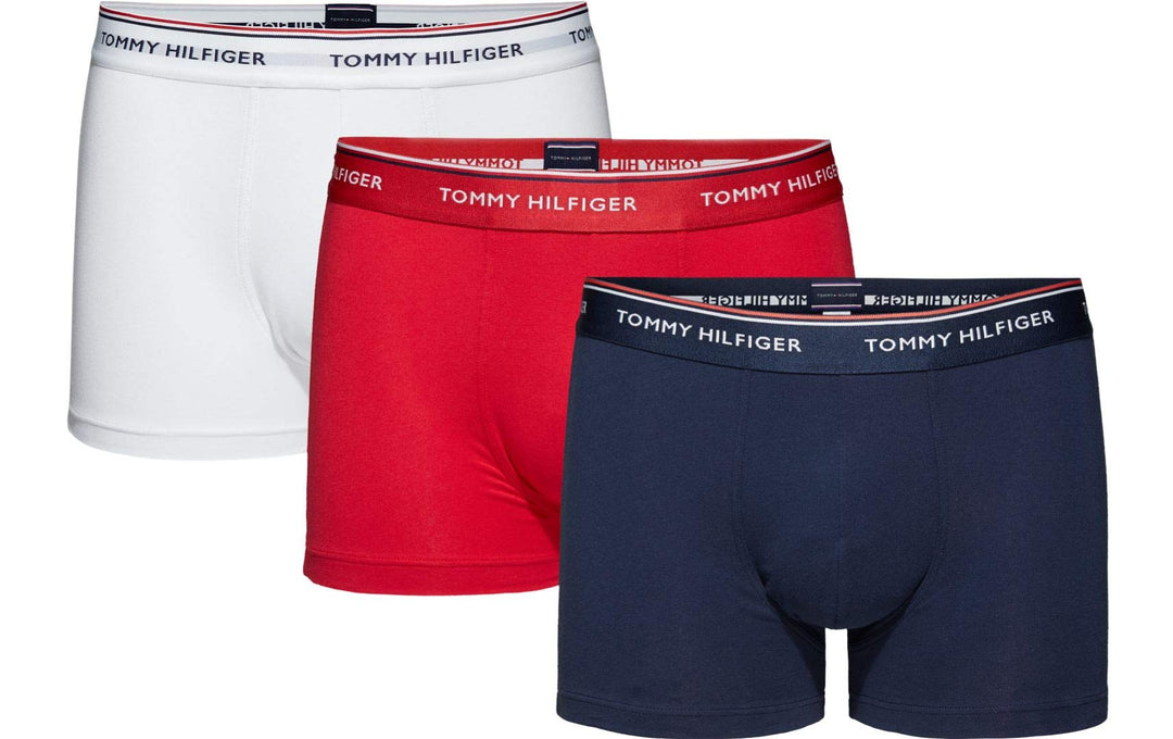 Tommy Hilfiger Herren 3er Pack Boxershorts Trunks Unterwäsche L Weiss, Tango, Peacoat, Schwarz, L We