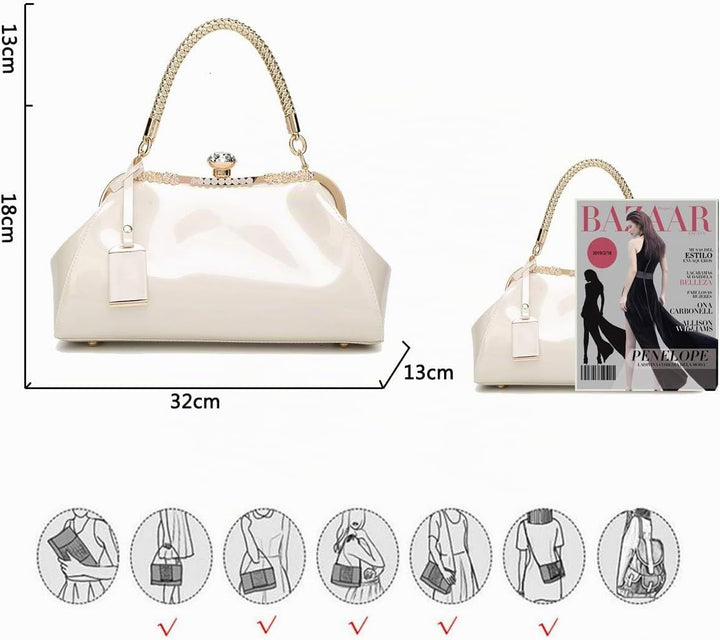 Coolives Damen Tasche Handtasche aus PU-Lackleder Henkeltasche Schultertasche Umhängetasche für die