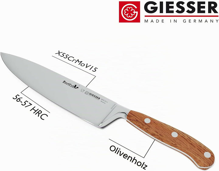 Giesser seit 1776 - Made in Germany - scharfes Kochmesser geschmiedet Olivenholz BestCut Olive, 20 c
