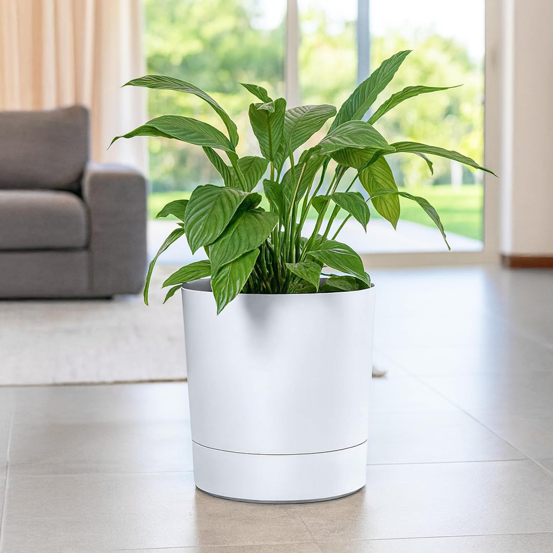 KONZEPT Blumentopf mit Untersetzer 38 cm - grosser Übertopf aus Kunststoff für Zimmerpflanzen, moder