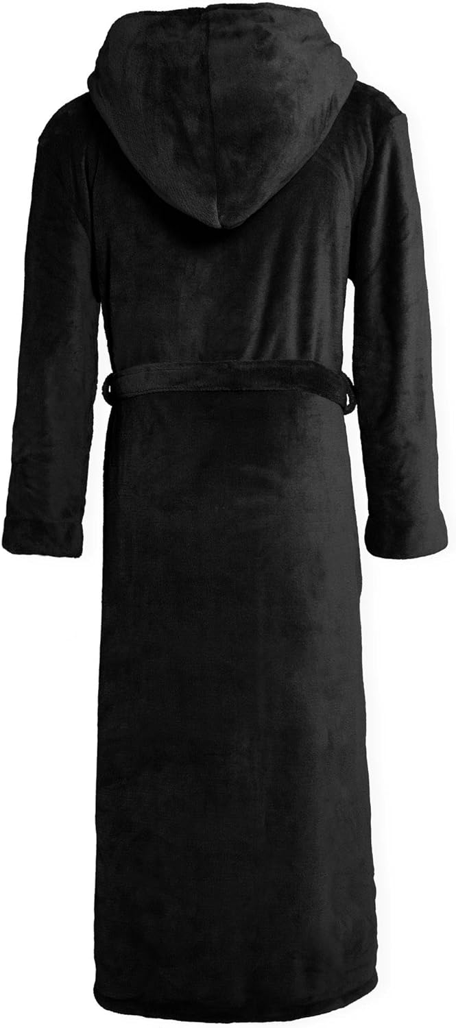 CelinaTex Texas Bademantel Kapuze L schwarz anthrazit Mikrofaser Damen Herren Morgenmantel Coral Fle