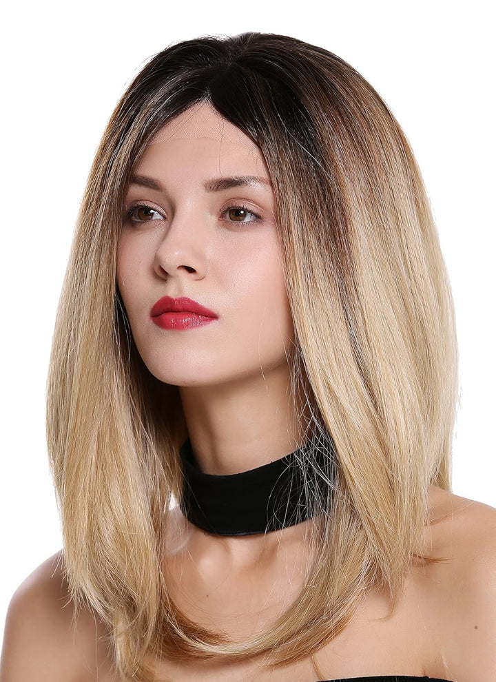 WIG ME UP - DW2553A-MF-44-Y-SC1911 Perücke Damenperücke Lace-Front Teil-Mono lang glatt Ombre Mix Du