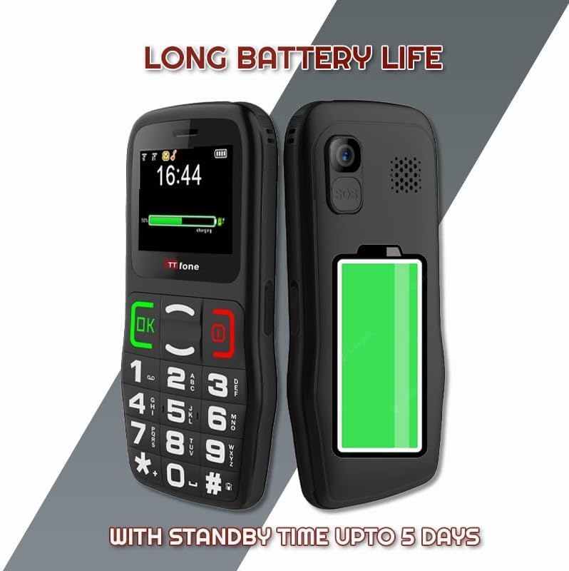 TTfone TT220 Big Button Handy für ältere Menschen mit Nothilfe-Taste, Sprechtasten, Lange Akkulaufze