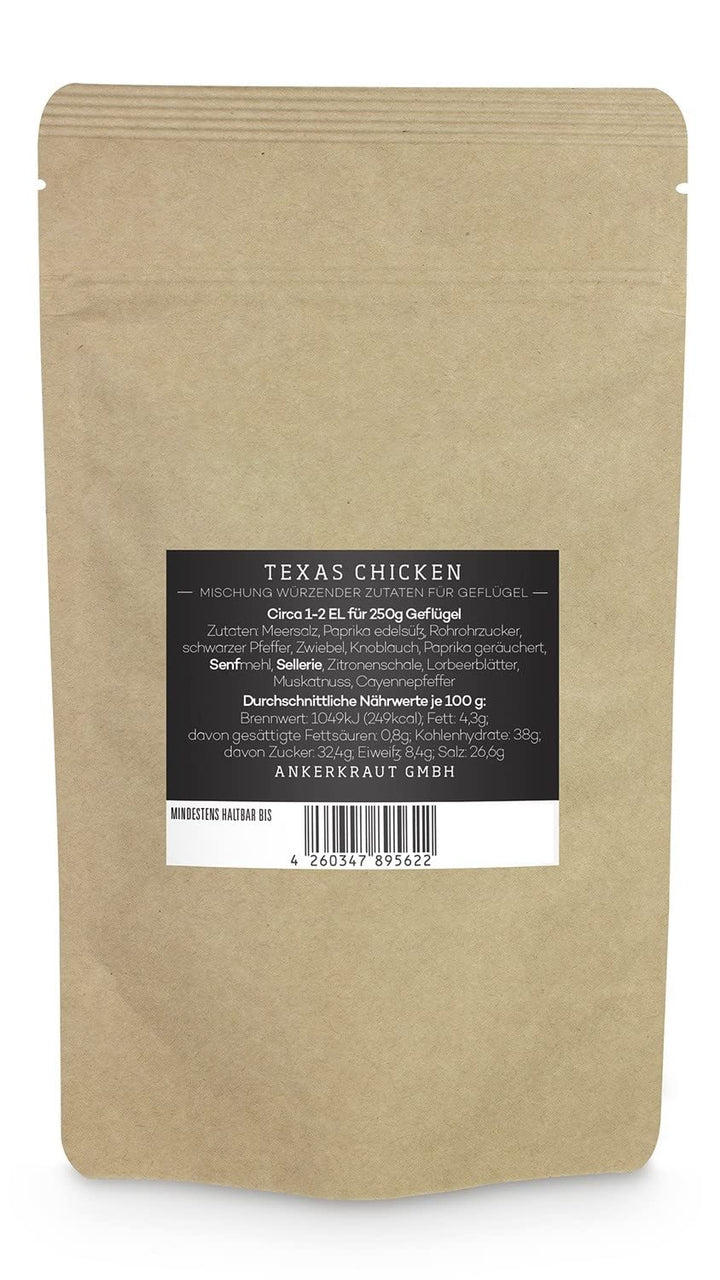 Ankerkraut Texas Chicken, BBQ Rub, Gewürzmischung für Chicken Wings, Hähnchen und Pulled Chicken, 75