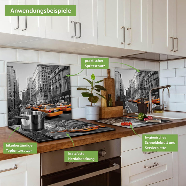 banjado Herdabdeckplatte Glas einteilig 60x52cm - Schneidebrett Herdabdeckung - Herdabdeckplatten Ce
