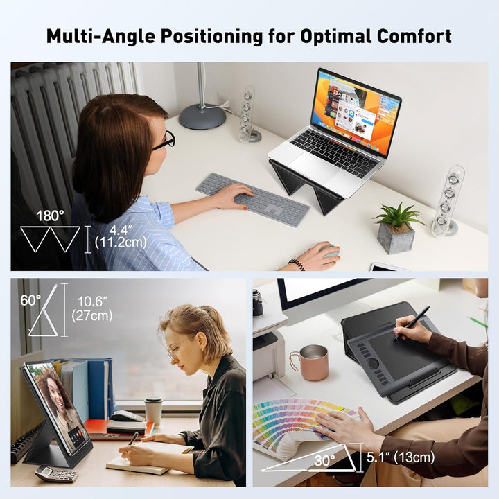 AboveTEK Tragbarer Laptopunterlage, 2-in-1 PU-Leder Faltbarer MacBook Ständer für Schreibtisch, Pass
