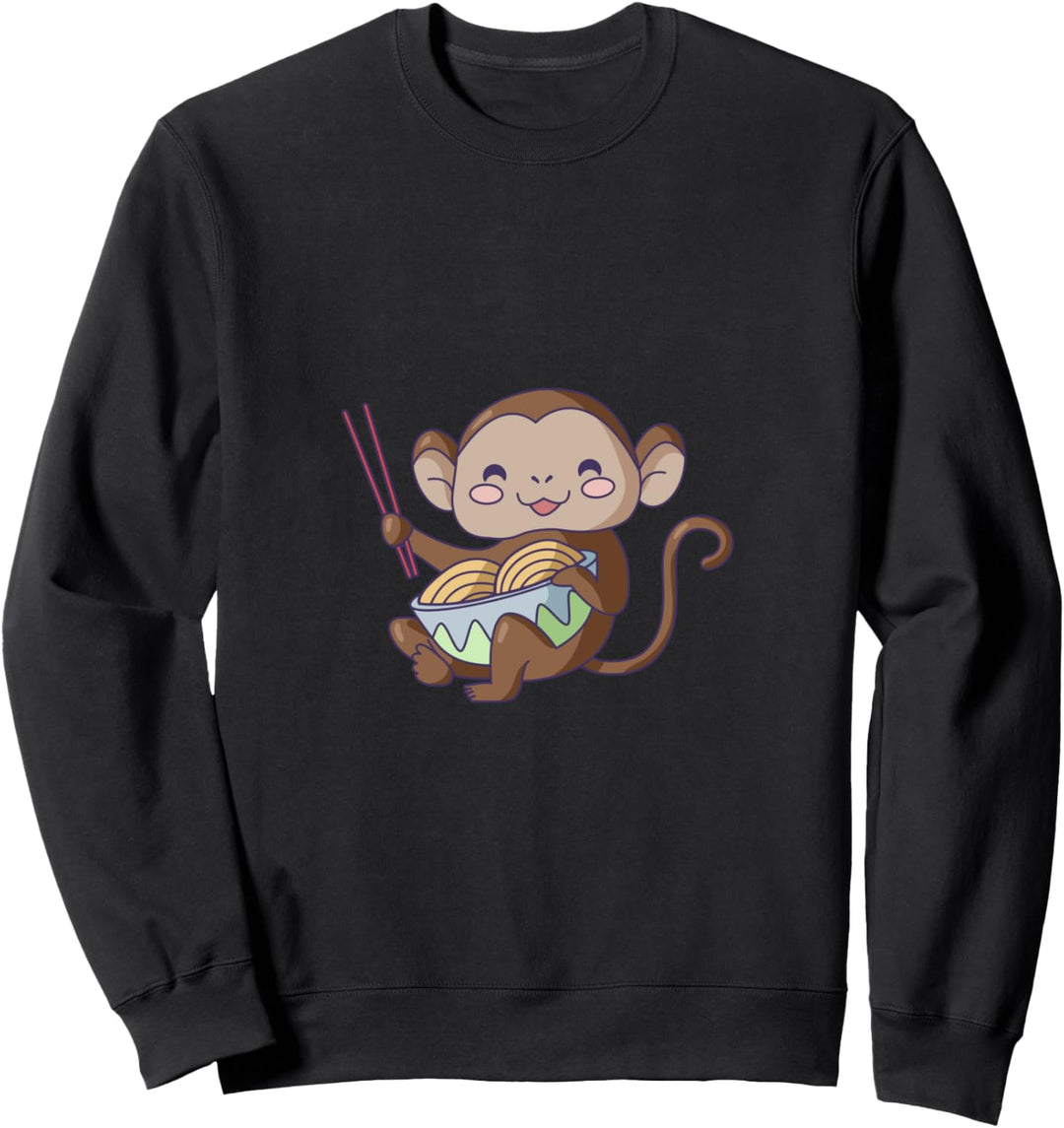 Niedlicher Affe mit Ramen - Kawaii Designs Sweatshirt