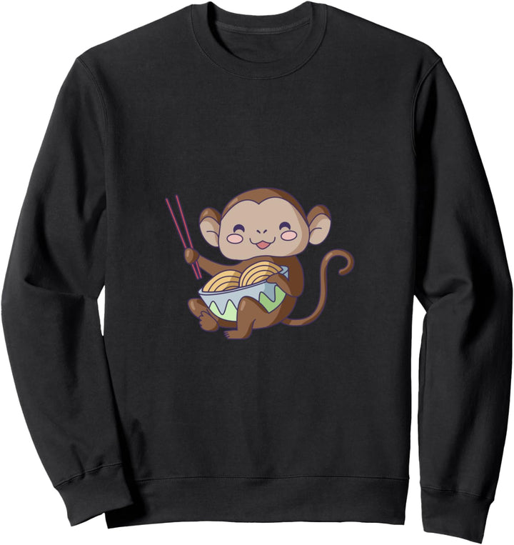 Niedlicher Affe mit Ramen - Kawaii Designs Sweatshirt