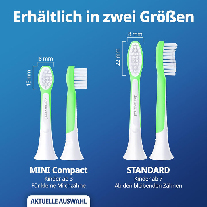 demirdental Kinder Ersatzbürsten passend für Philips Sonicare Kids, Compact Mini Bürstenköpfe für 3-