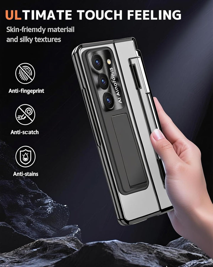 NINKI für Samsung Galaxy Z fold 7 Hülle mit S Pen Scharnierschutz,Luxus Beschichtung Transparent Cov