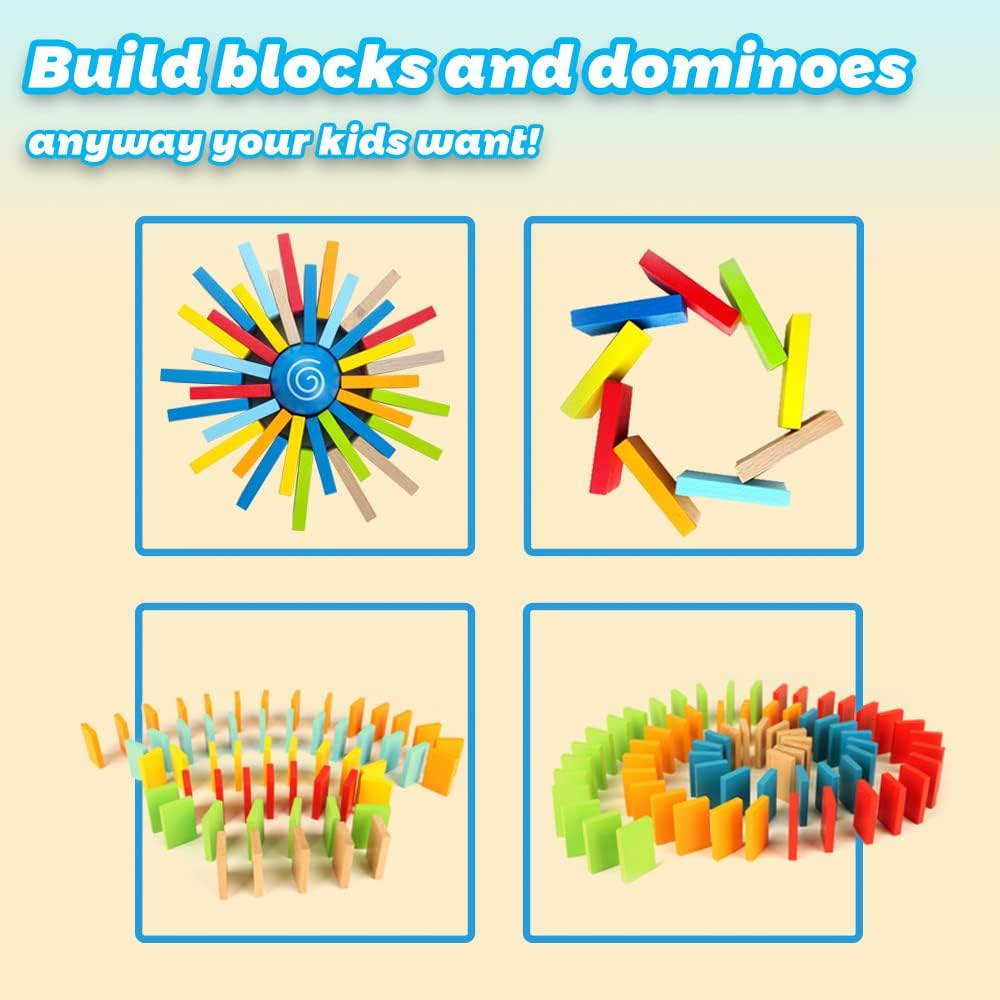 Hape Domino-Set aus Holz | Preisgekröntes Set aus Dominosteinen für Kinder, 107 stabile Dominosteine