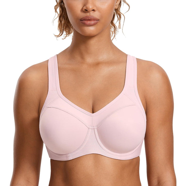 SYROKAN Damen Sport BH Starker Halt- Bügel Push Up Ringerrücken Gepolstert Fitness BH 80D Rhodonit R