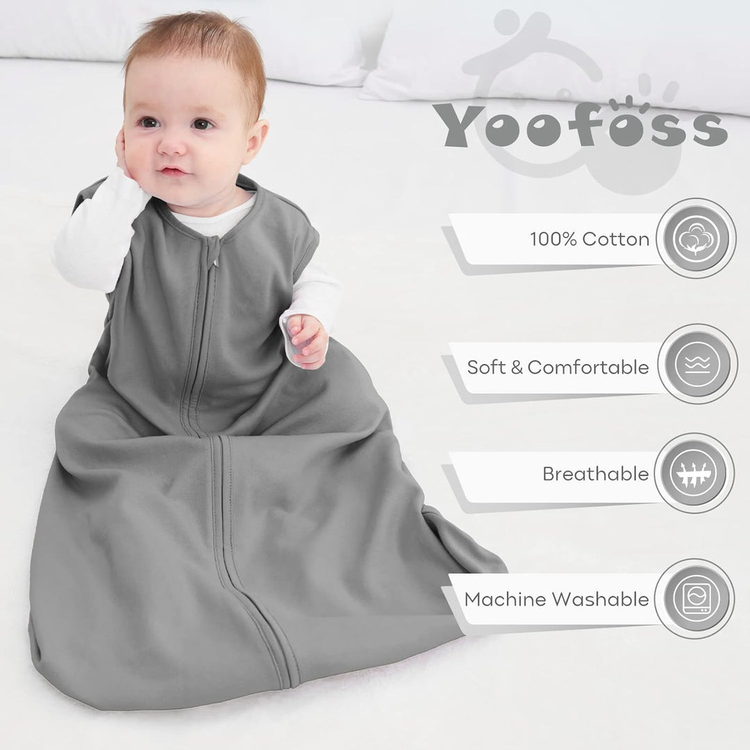 Yoofoss Schlafsack Baby Sommer 0.5 Tog - 3er Pack 78cm/6-12 Monate 100% Baumwolle Sommerschlafsack B